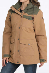 Cinch Women's Hooded Barn Coat in Brown/Olive