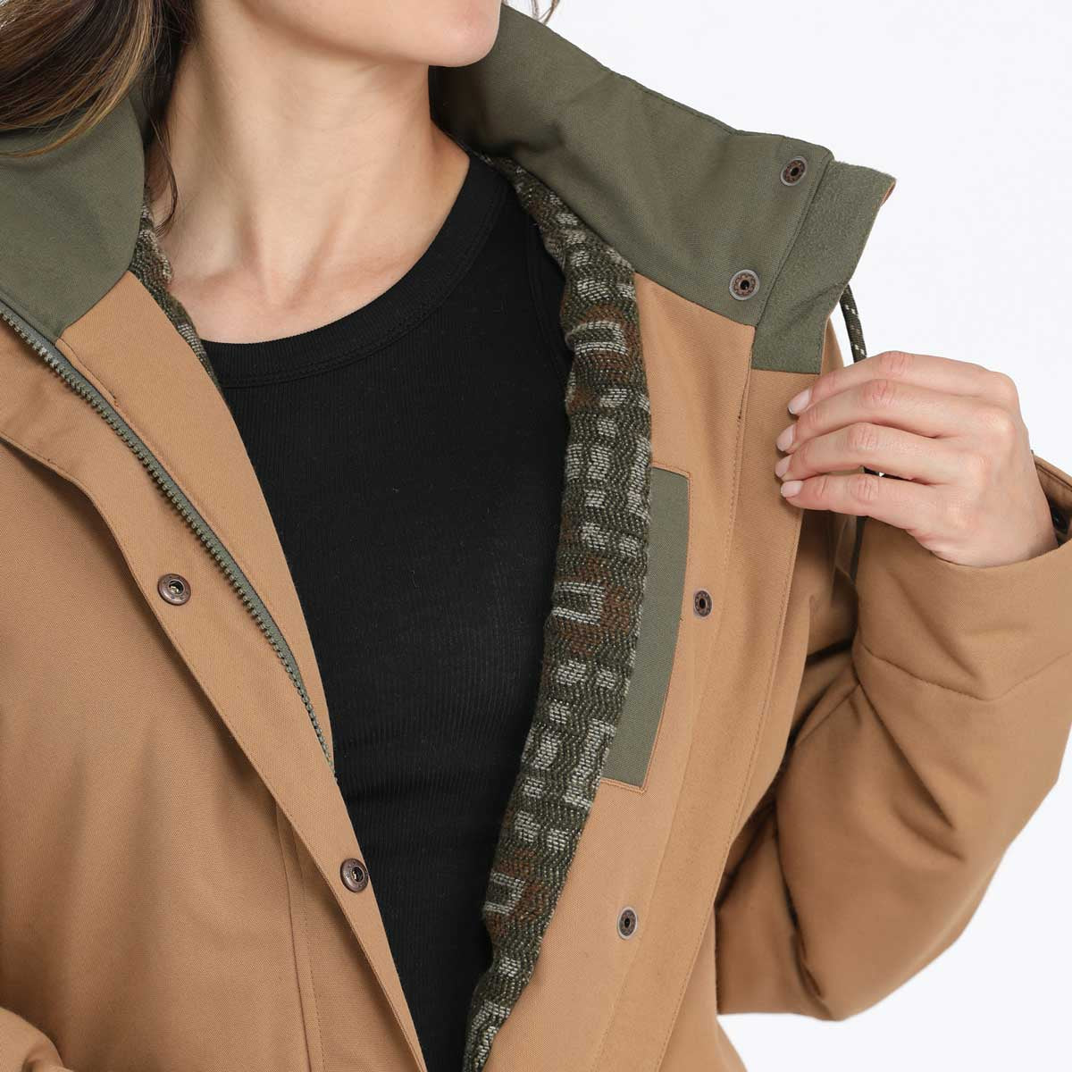 Cinch Women's Hooded Barn Coat in Brown/Olive