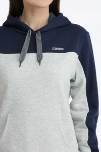 Cinch Women's Color Block Logo Hoodie in Navy and Grey