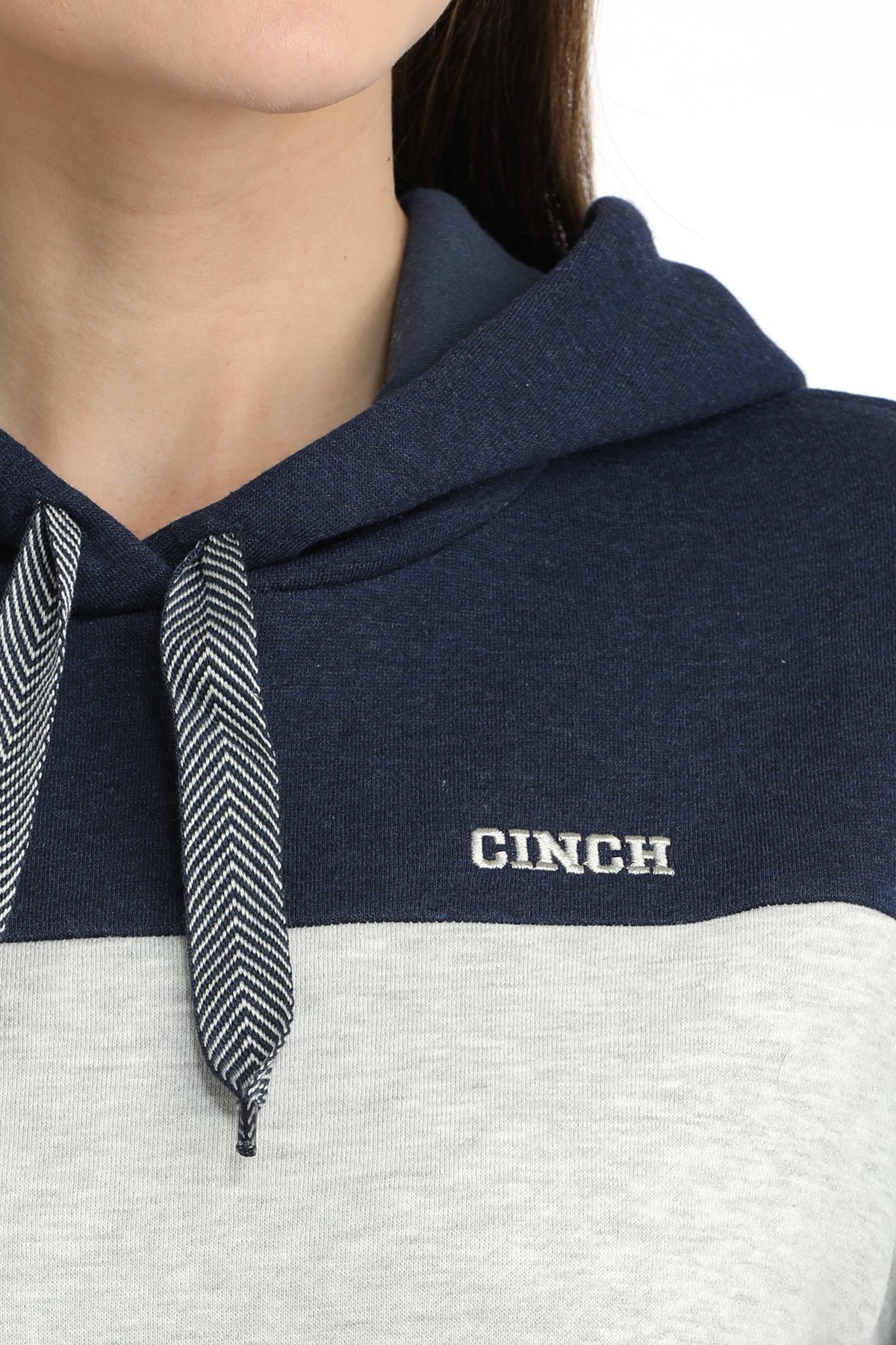 Cinch Women's Color Block Logo Hoodie in Navy and Grey