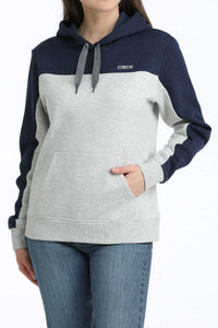 Cinch Women's Color Block Logo Hoodie in Navy and Grey