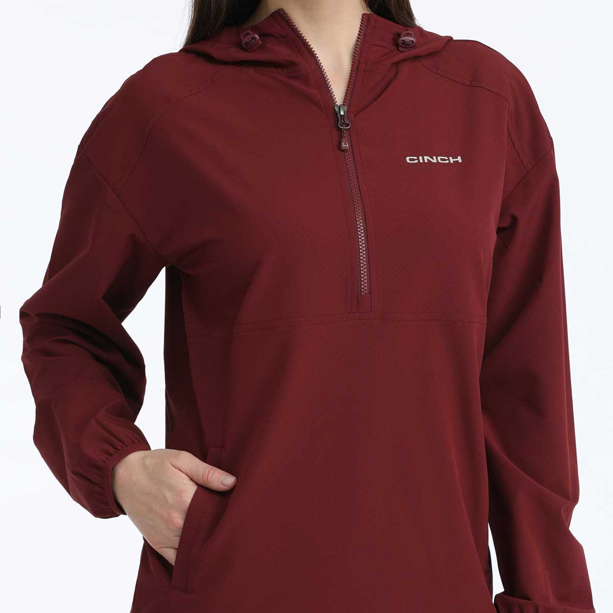 Cinch Women's Half Zip Pullover Jacket in Burgundy