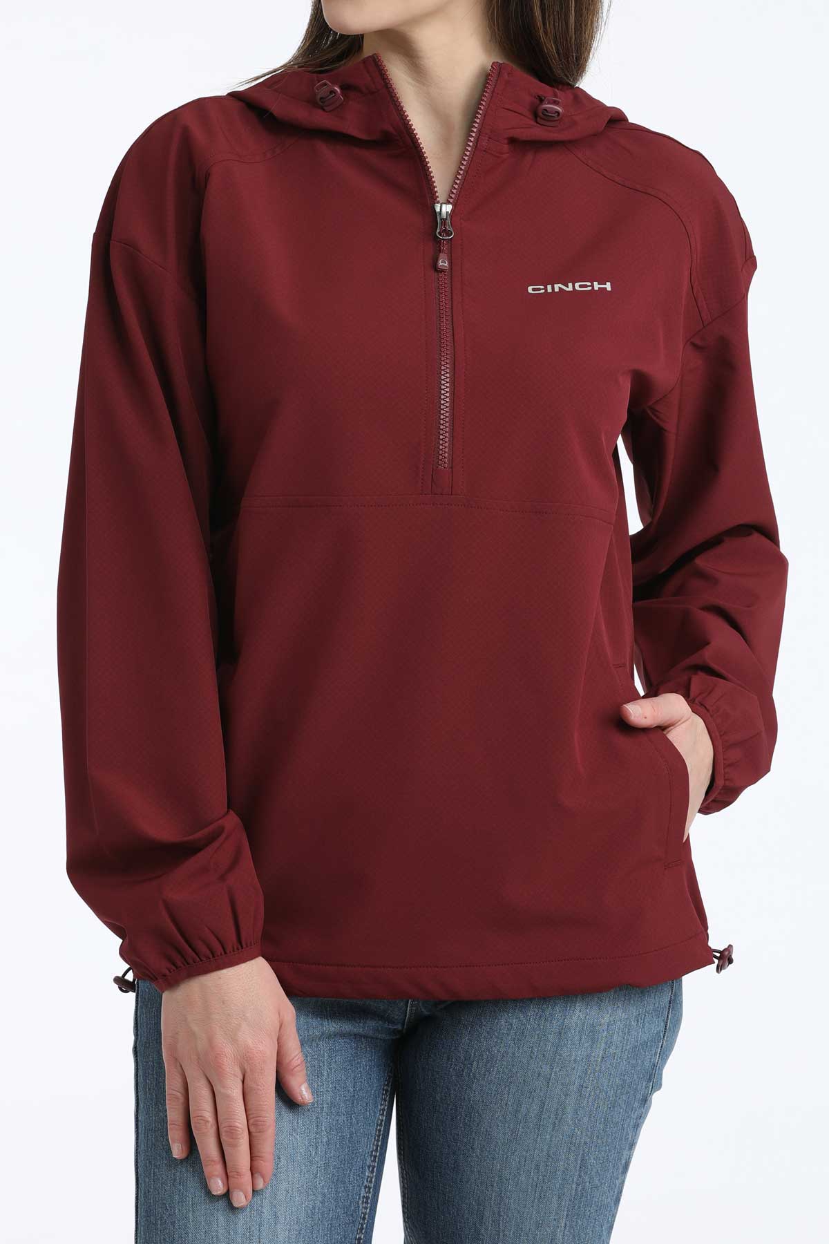 Cinch Women's Half Zip Pullover Jacket in Burgundy