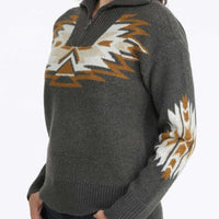 Cinch Women's Aztec Print Quarter Zip Pullover in Charcoal