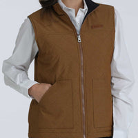Cinch Women's Reversible Quilted Vest in Brown and Navy