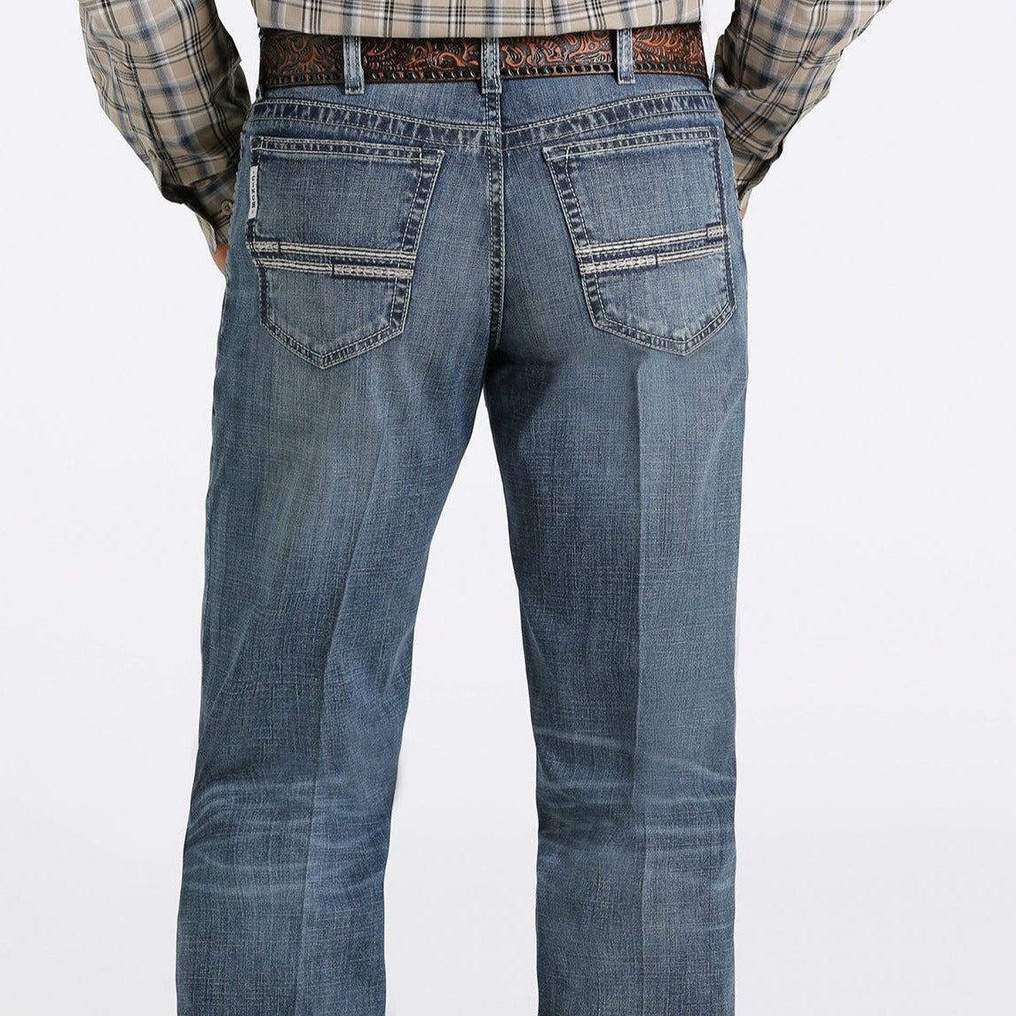 Cinch Men's White Label Relaxed Straight Jean in Medium Stonewash