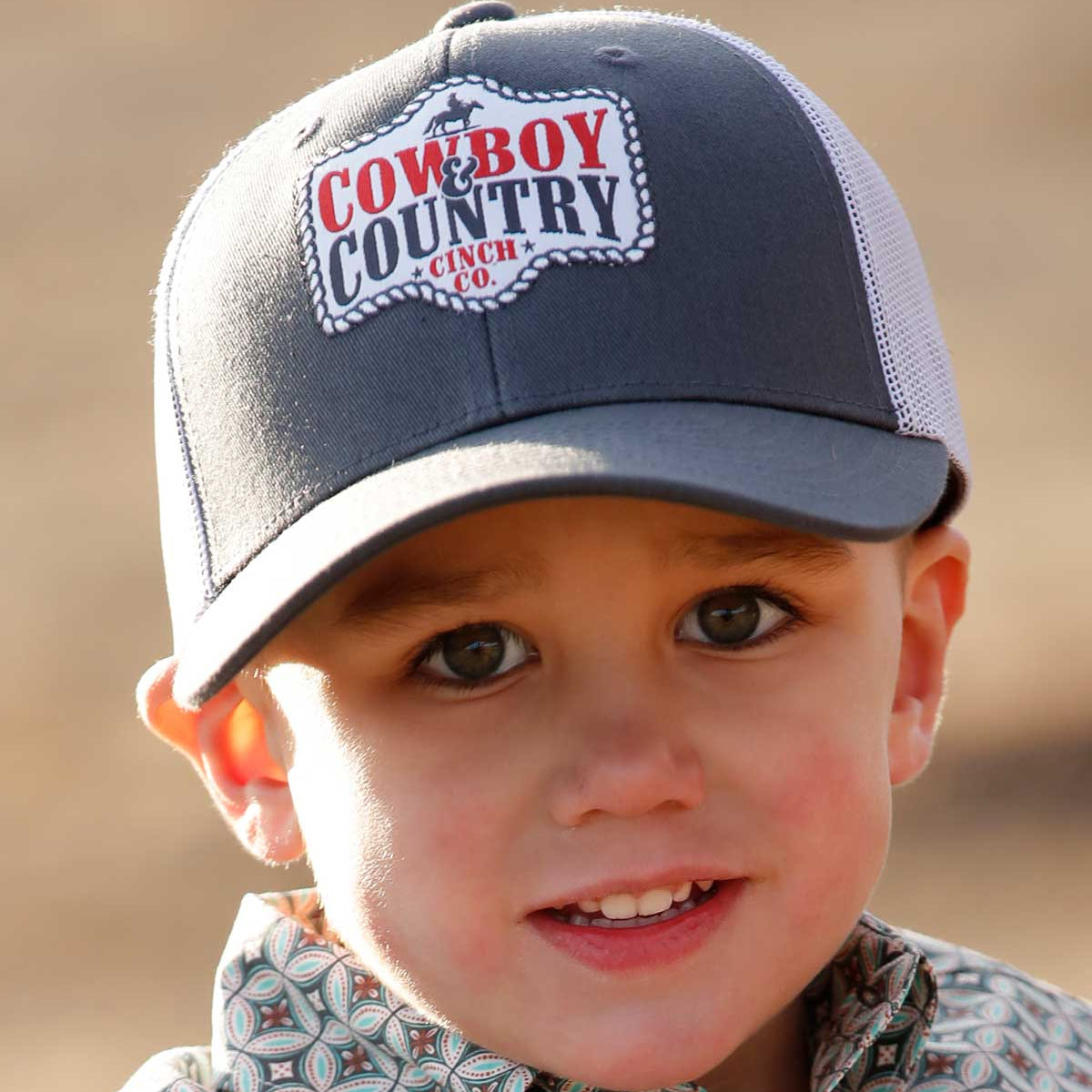 Cinch Youth Cowboy & Country Patch Trucker Cap in Grey
