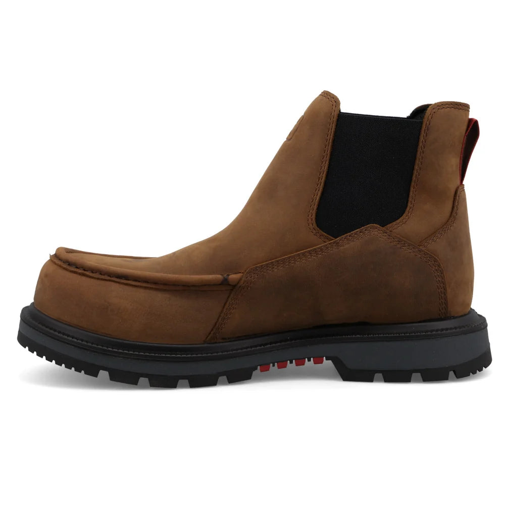 Twisted X Men's 6" Safety Toe Chelsea Boot in Brown & Black