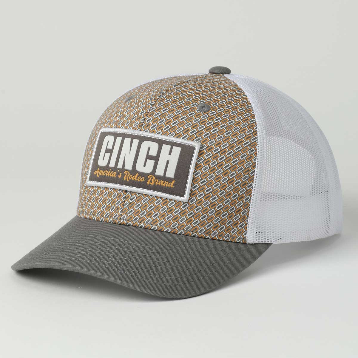 Cinch Women's Patch Logo Trucker Cap in Gray & White