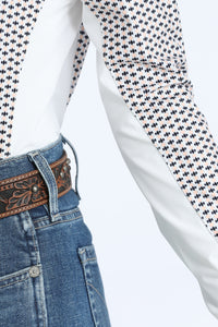 Cinch Women's L/S ArenaFlex Hybrid Western Shirt in White Multi