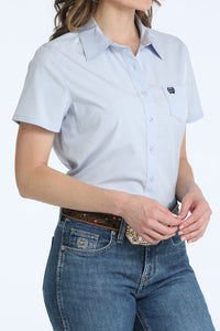 Cinch Women's S/S Arenaflex Solid Light Blue Western Button Down Shirt