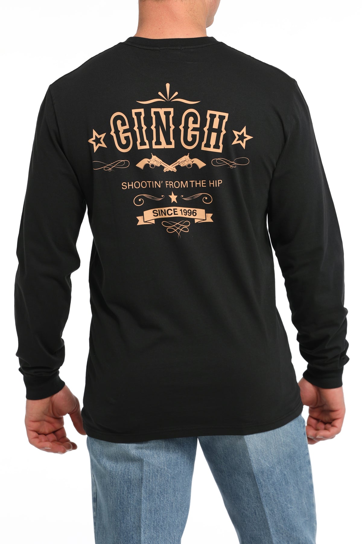 Cinch Men's "Shootin' From The Hip" L/S Graphic Logo T-Shirt in Black