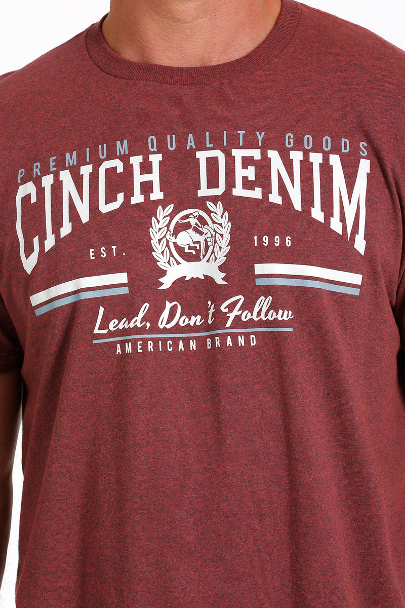 Cinch Men's Classic Denim Logo Maroon T-Shirt