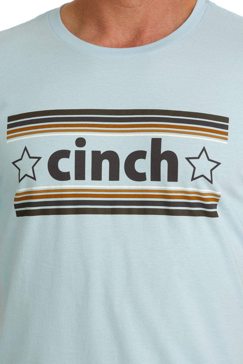 Cinch Men's Retro Stars Logo T-Shirt in Light Blue
