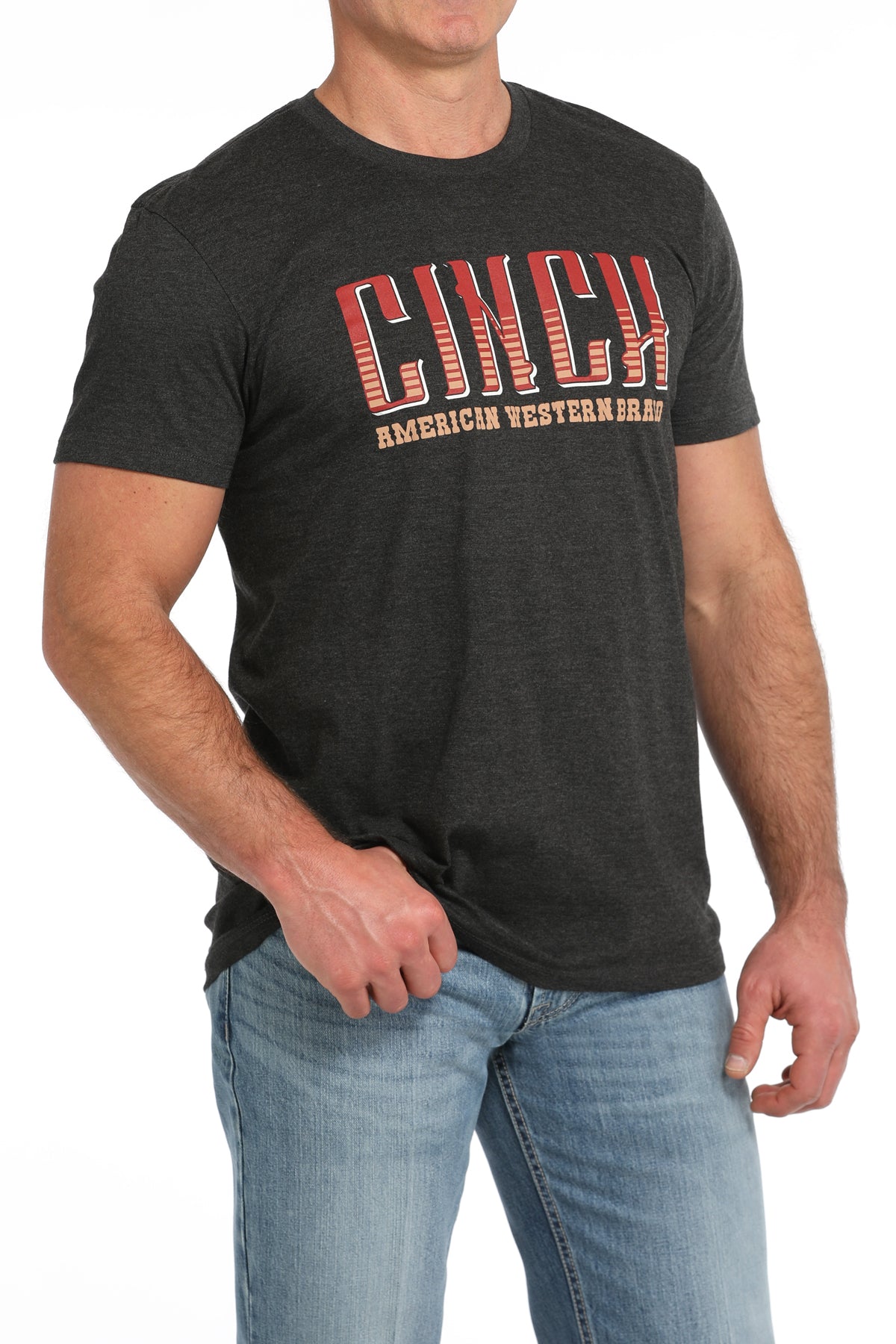 Cinch Men's "American Western Brand" Logo T-Shirt in Charcoal