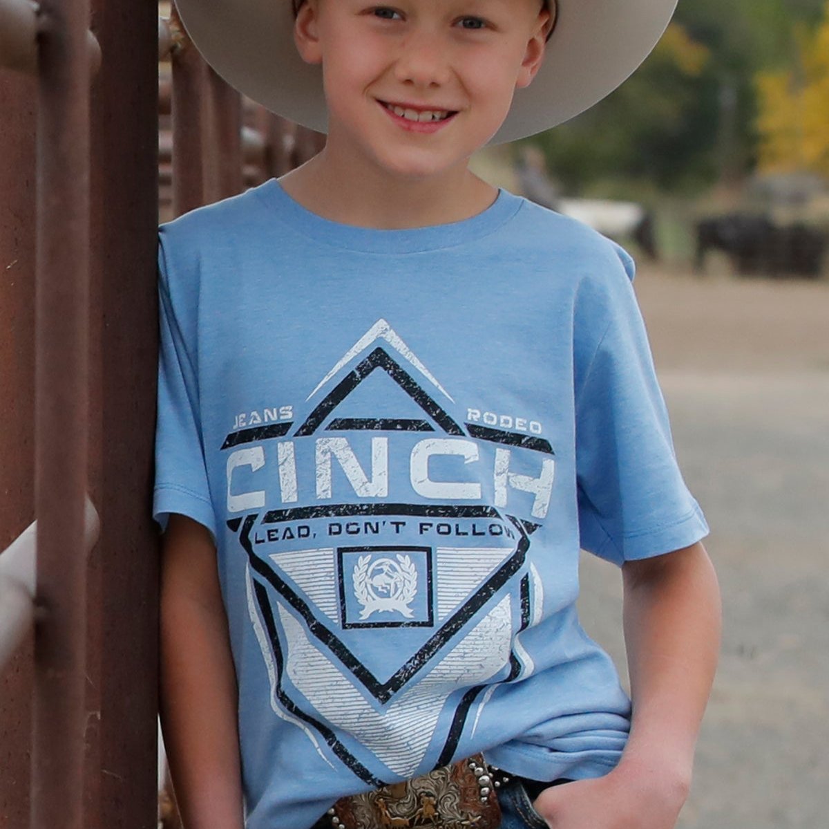 Cinch Boy's Lead Don't Follow T-Shirt in Light Blue