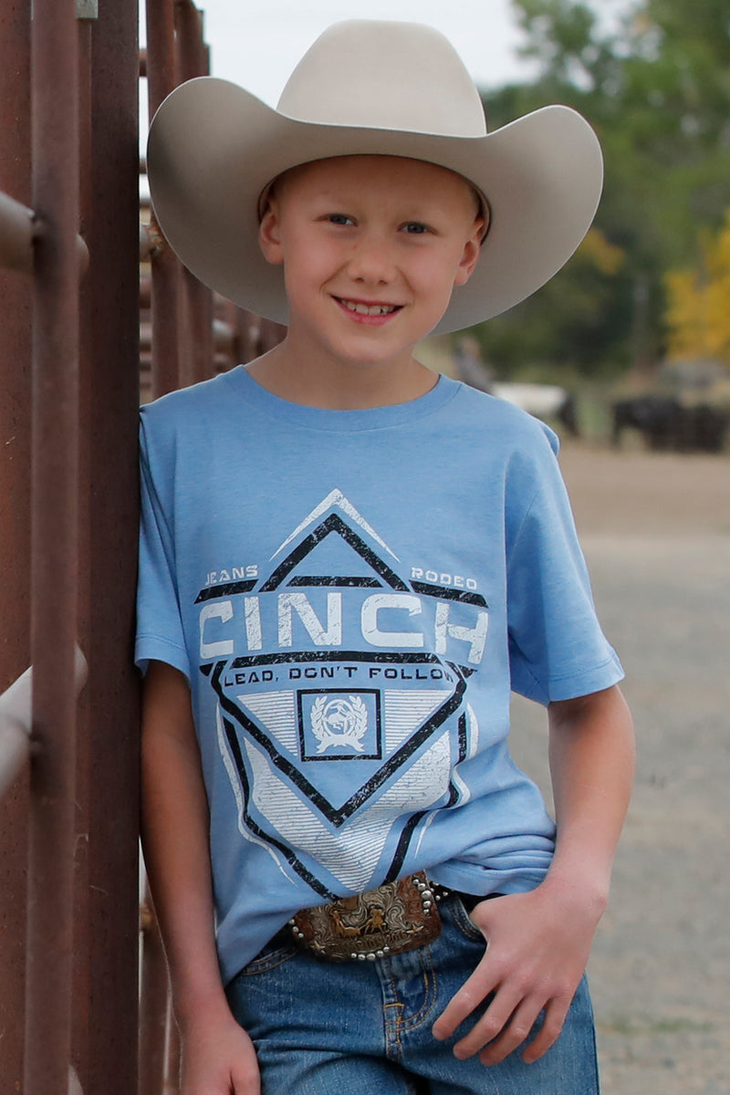 Cinch Boy's Lead Don't Follow T-Shirt in Light Blue