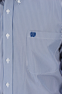 Cinch Men's TENCEL L/S Striped Western Button Down Shirt in Royal Blue