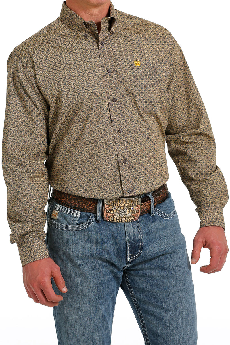 Cinch Men's Geometric Print Gold Long Sleeve Western Shirt