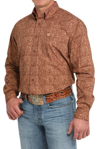 Cinch Men's L/S Classic Fit Tonal Paisley Western Button Down Shirt in Brown