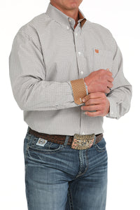 Cinch Men's L/S Classic Fit Plaid Western Button Down Shirt in White