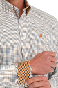 Cinch Men's L/S Classic Fit Plaid Western Button Down Shirt in White