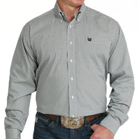 Cinch Men's L/S Classic Fit Geometric Circle Button Down Western Shirt in Grey