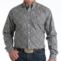 Cinch Men's L/S Classic Fit Paisley Button Down Western Shirt in Grey