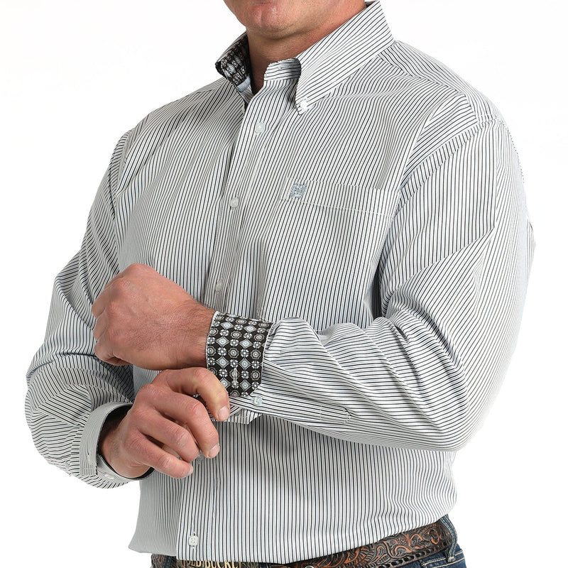 Cinch Men's Tencel™ L/S Striped Button-Down Western Shirt In White