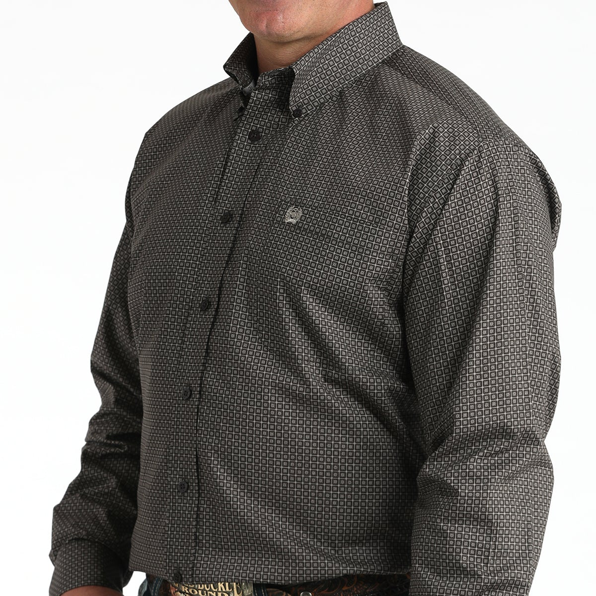 Cinch Men's L/S Classic Fit Medallion Button Down Western Shirt in Brown