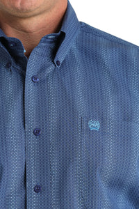 Cinch Men's L/S Classic Fit Dot Striped Button Down Western Shirt in Royal Blue