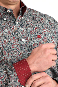 Cinch Men's L/S Classic Fit Paisley Button Down Western Shirt in Navy