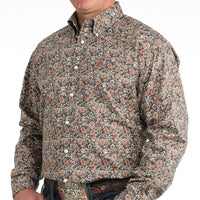Cinch Men's L/S Classic Fit Floral Button Down Western Shirt in Charcoal
