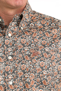 Cinch Men's L/S Classic Fit Floral Button Down Western Shirt in Charcoal