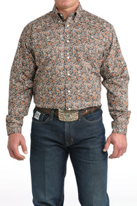 Cinch Men's L/S Classic Fit Floral Button Down Western Shirt in Charcoal