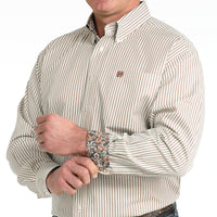Cinch Men's Tencel™ L/S Striped Button-Down Western Shirt In Cream