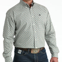 Cinch Men's L/S Classic Fit Medallion Print Button Down Western Shirt in Cream