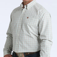 Cinch Men's L/S Classic Fit Plaid Button Down Western Shirt in Cream