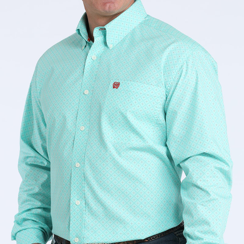 Cinch Men's L/S Classic Fit Geometric Print Button Down Western Shirt in Blue