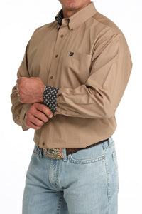 Cinch Men's L/S Classic Fit Button Down Western Shirt in Khaki