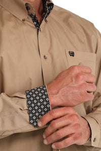 Cinch Men's L/S Classic Fit Button Down Western Shirt in Khaki