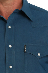 Cinch Men's L/S Modern Fit Solid Western Snap Shirt in Blue