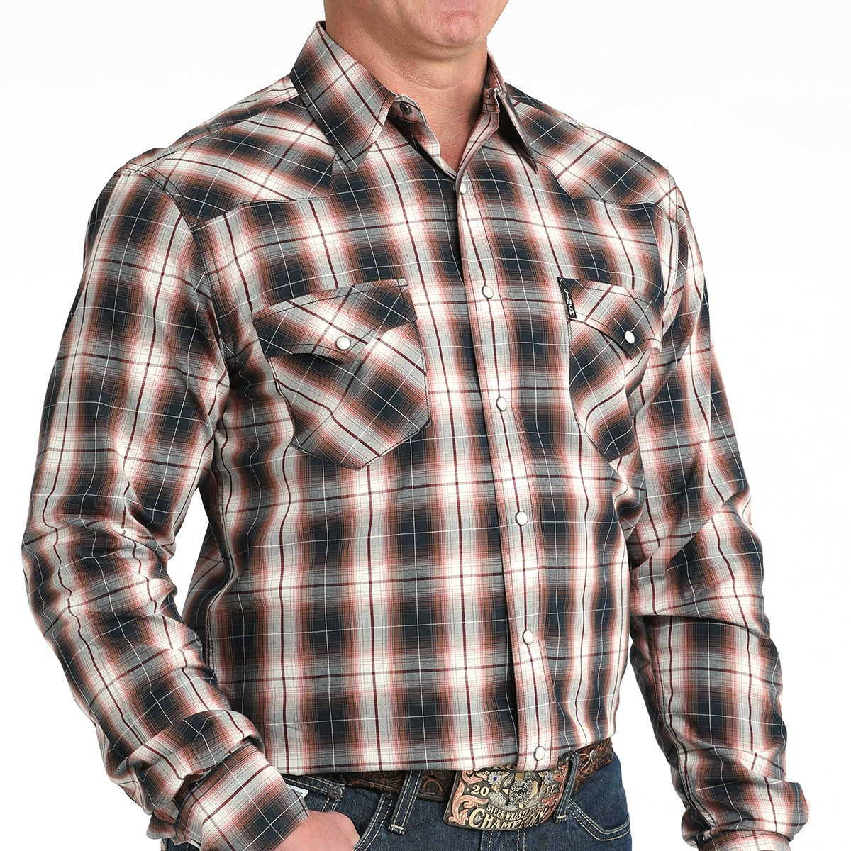 Cinch Men's Modern Fit Western Snap Shirt in Multicolor Plaid