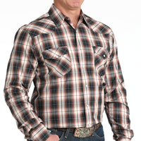 Cinch Men's Modern Fit Western Snap Shirt in Multicolor Plaid