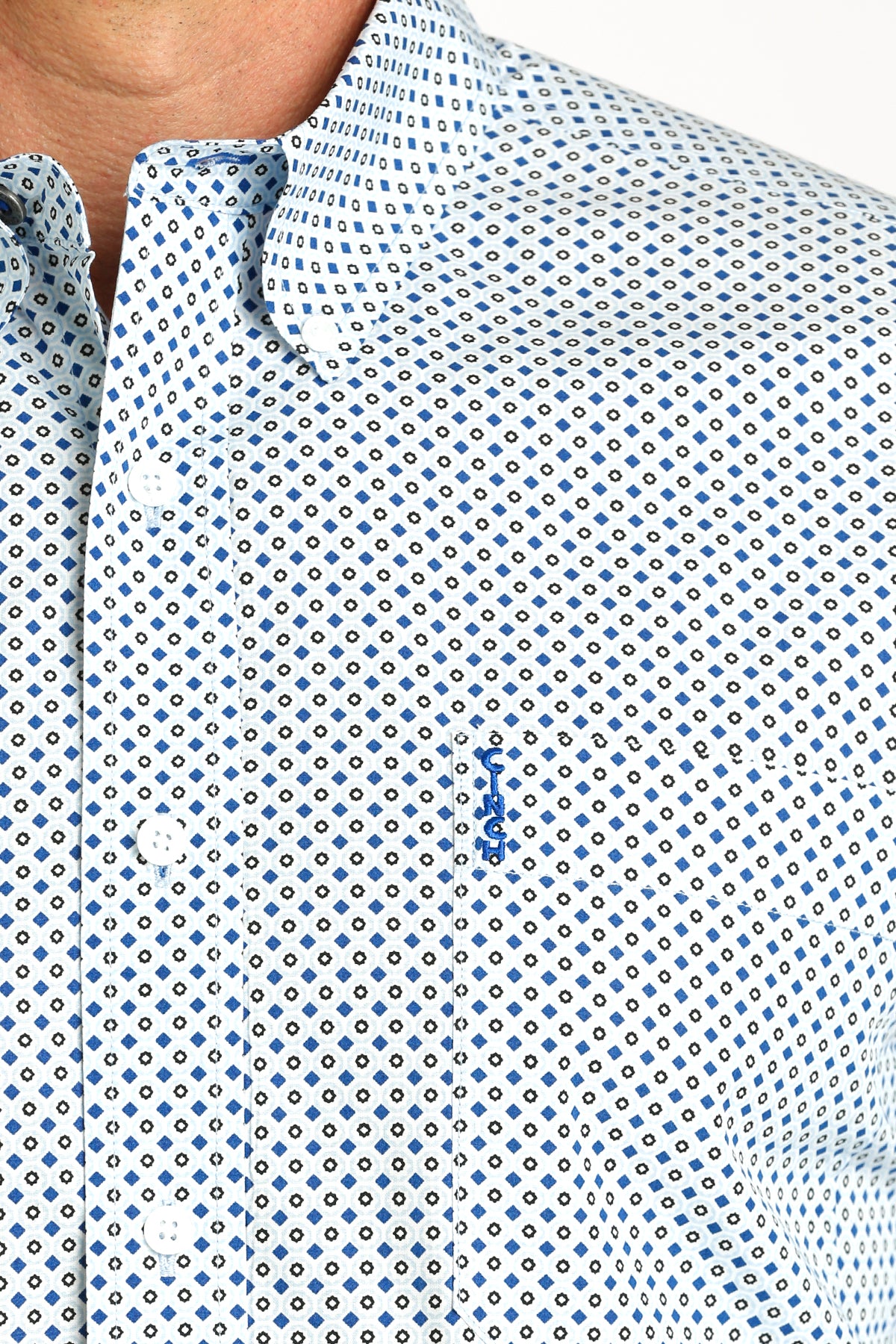Cinch Men's L/S Modern Fit Blue & Light Blue Medallion Western Button Down Shirt