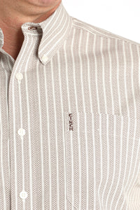 Cinch Men's L/S Modern Fit Striped Western Button Down Shirt in Cream