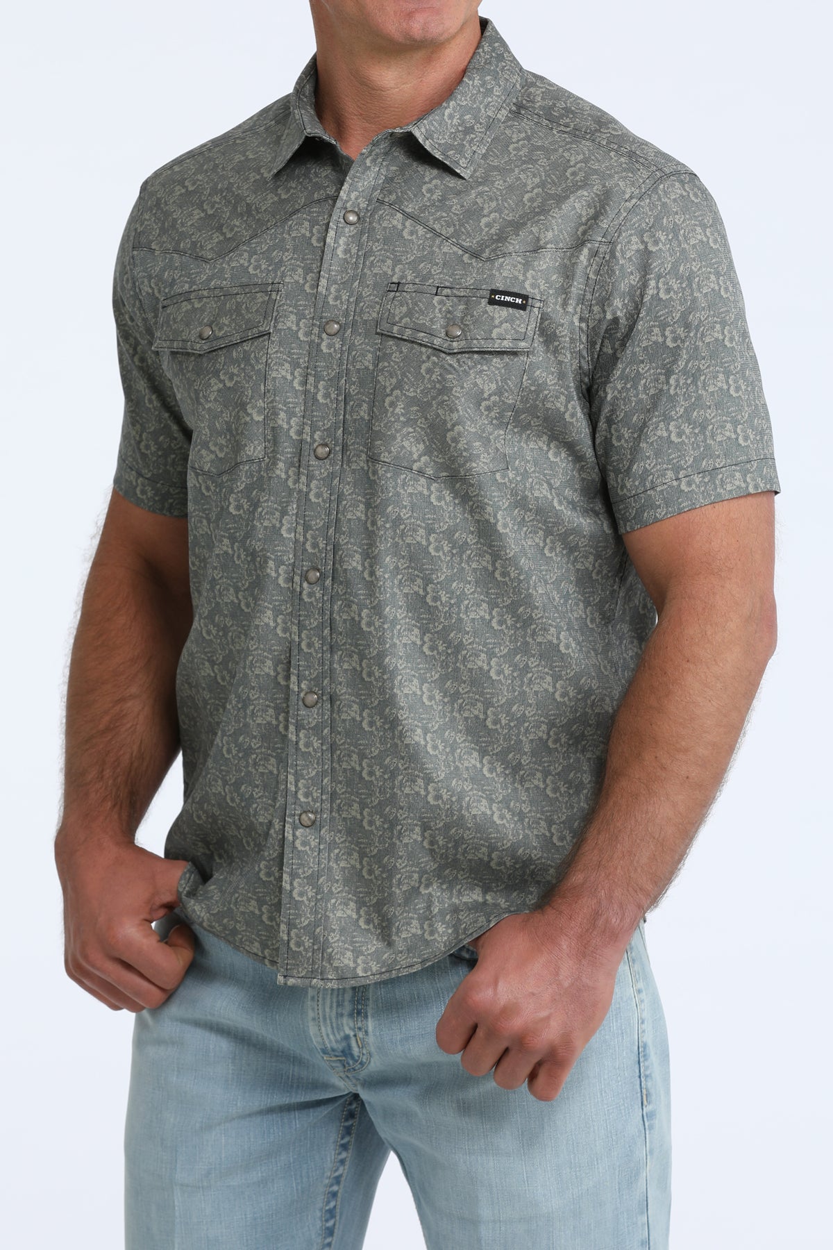 Cinch Men's S/S Camp Shirt in Muted Navy Floral