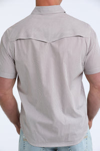 Cinch Men's S/S Camp Shirt in Burgundy Stripe