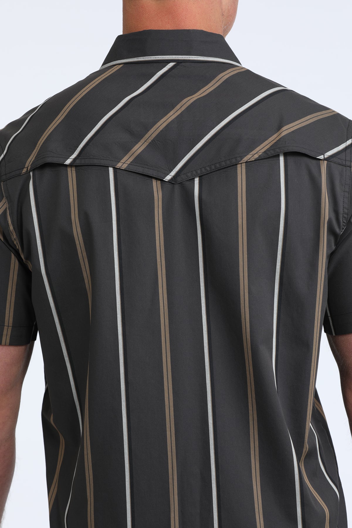 Cinch Men's S/S Camp Shirt in Black Stripe