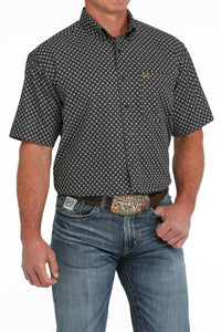 Cinch Men's S/S Arenaflex Geometric Western Button Down Shirt in Dark Navy